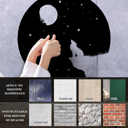 Full Moon Howling Wolf Animal Predator Night Vinyl Wall Stickers Store Decoration