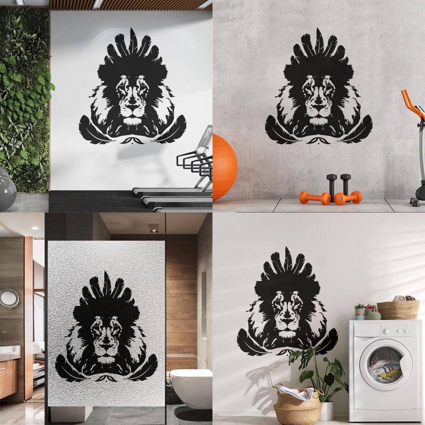 Autocollants lettrage Plumes de lion Animal prédateur avec kit de film de transfert