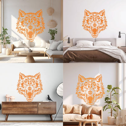 Vinyl Wall Decals Lone Wolf Head Angry Predator Forest Wild Animal Tattoo Culture