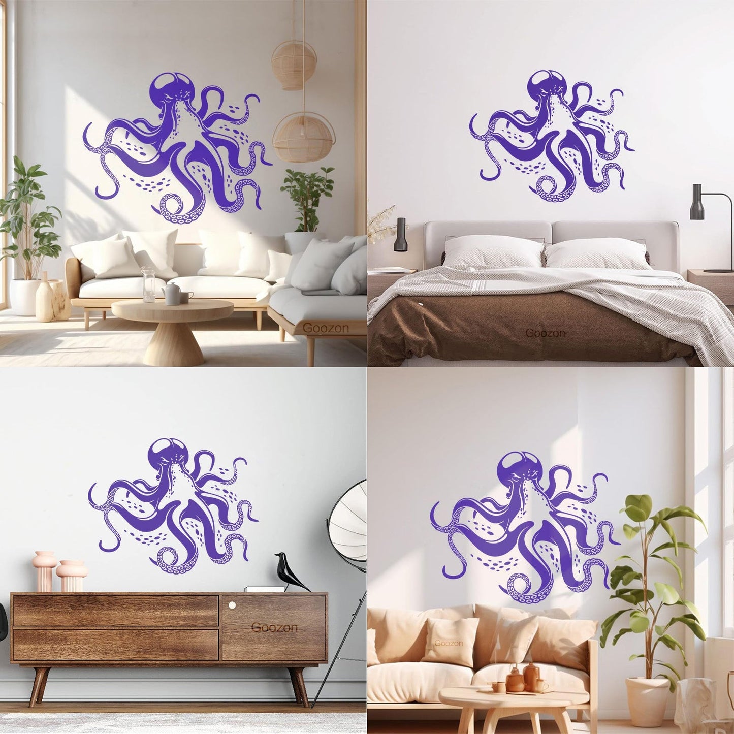 Fine Carving Decals Octopus Ocean Marine Sea Animal Wall Beautification