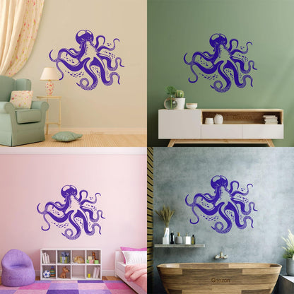 Fine Carving Decals Octopus Ocean Marine Sea Animal Wall Beautification