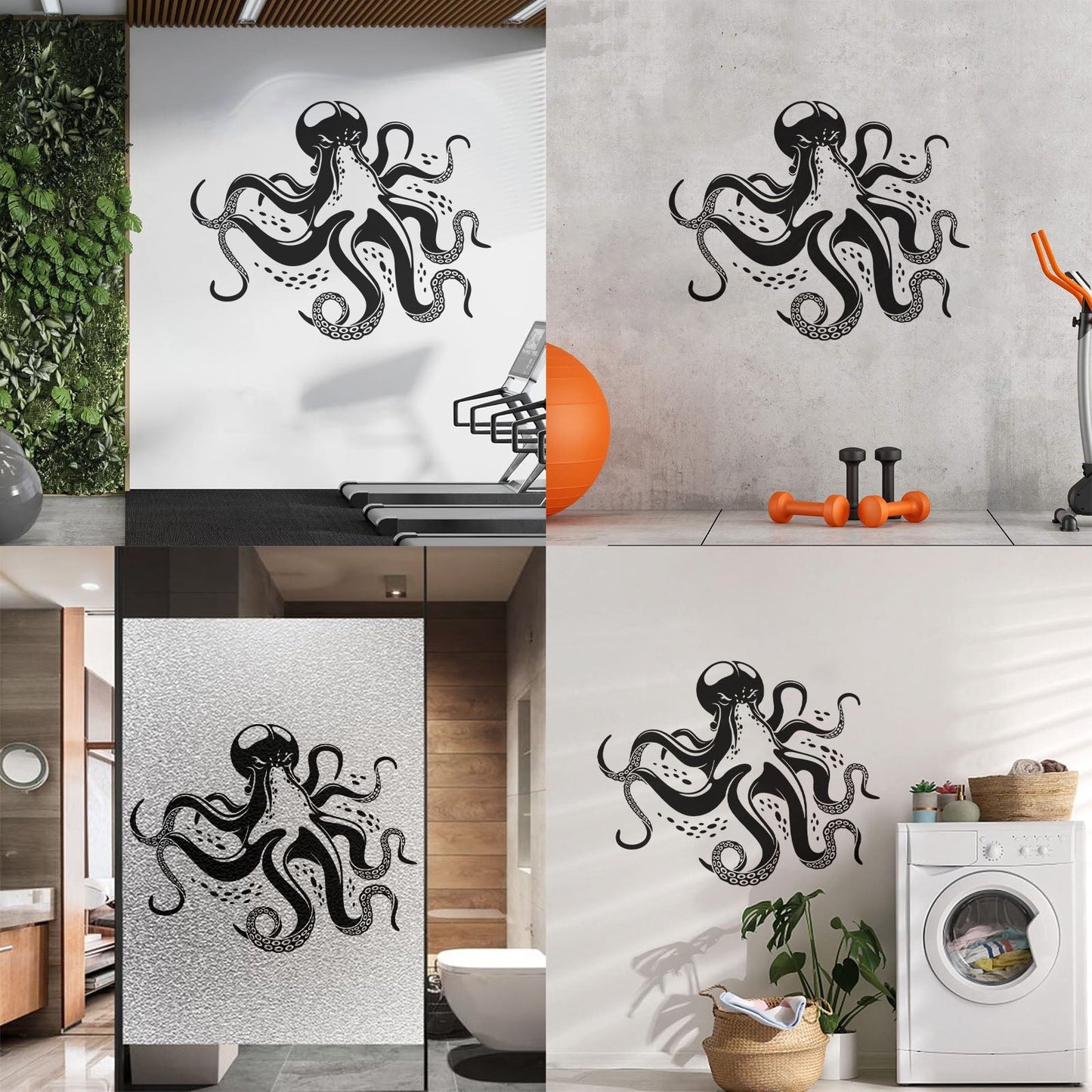 Fine Carving Decals Octopus Ocean Marine Sea Animal Wall Beautification