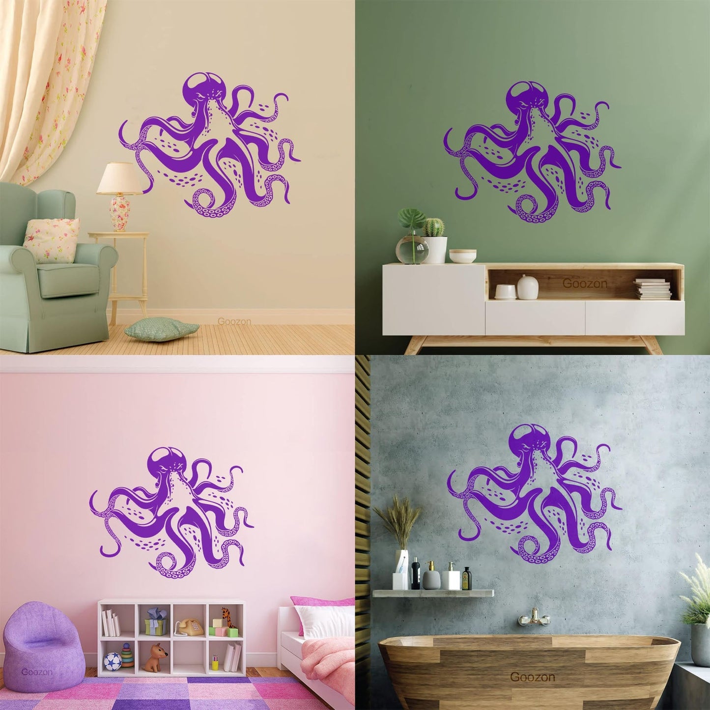 Fine Carving Decals Octopus Ocean Marine Sea Animal Wall Beautification