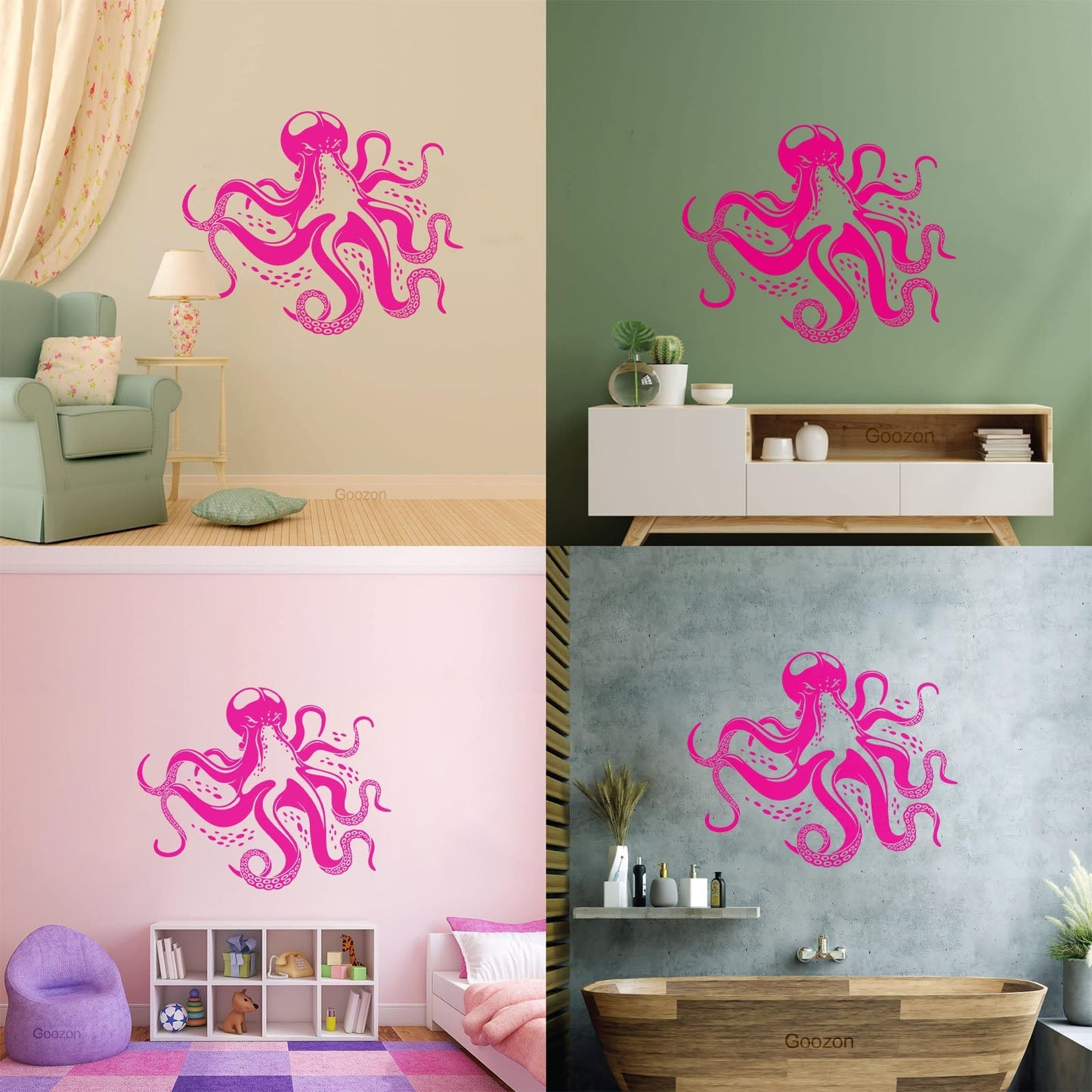 Fine Carving Decals Octopus Ocean Marine Sea Animal Wall Beautification