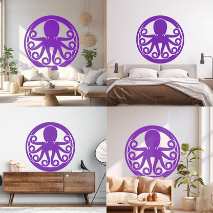 Lettering Decals Octopus Ornament Ocean Sea Marine Animal Glass Stickers