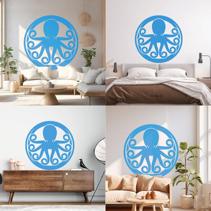 Lettering Decals Octopus Ornament Ocean Sea Marine Animal Glass Stickers