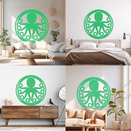Lettering Decals Octopus Ornament Ocean Sea Marine Animal Glass Stickers