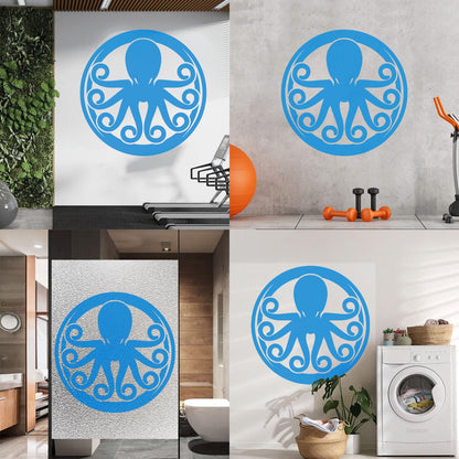 Lettering Decals Octopus Ornament Ocean Sea Marine Animal Glass Stickers