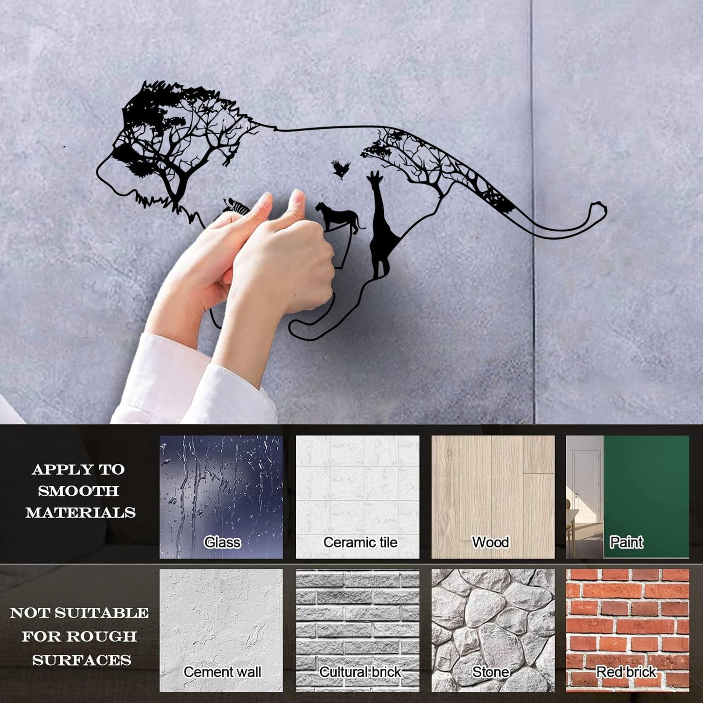 Wall Decals Pvc Lion Zebra Tree Tiger Animal Jungle Home Car Body Decoration