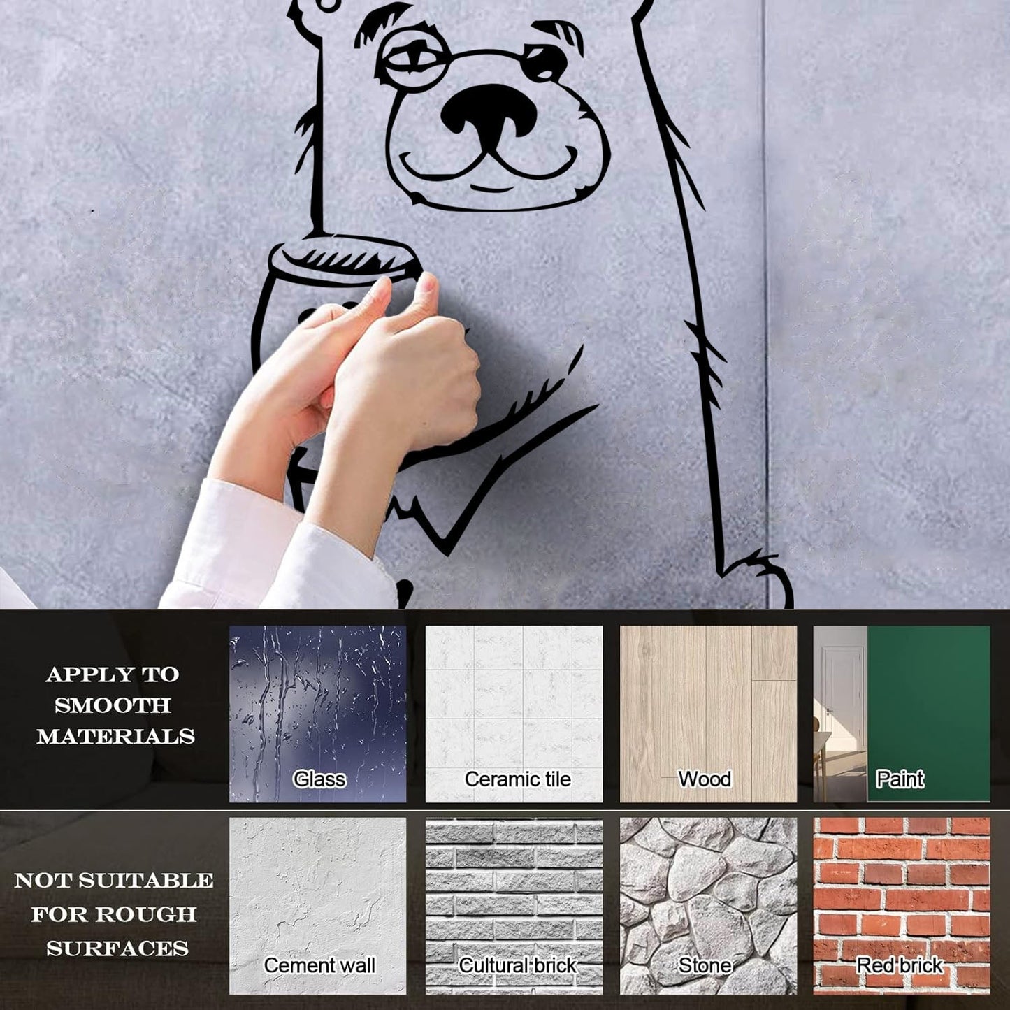 Wall Stickers Funny Bear With Honey Forest Animal Self Adhesive
