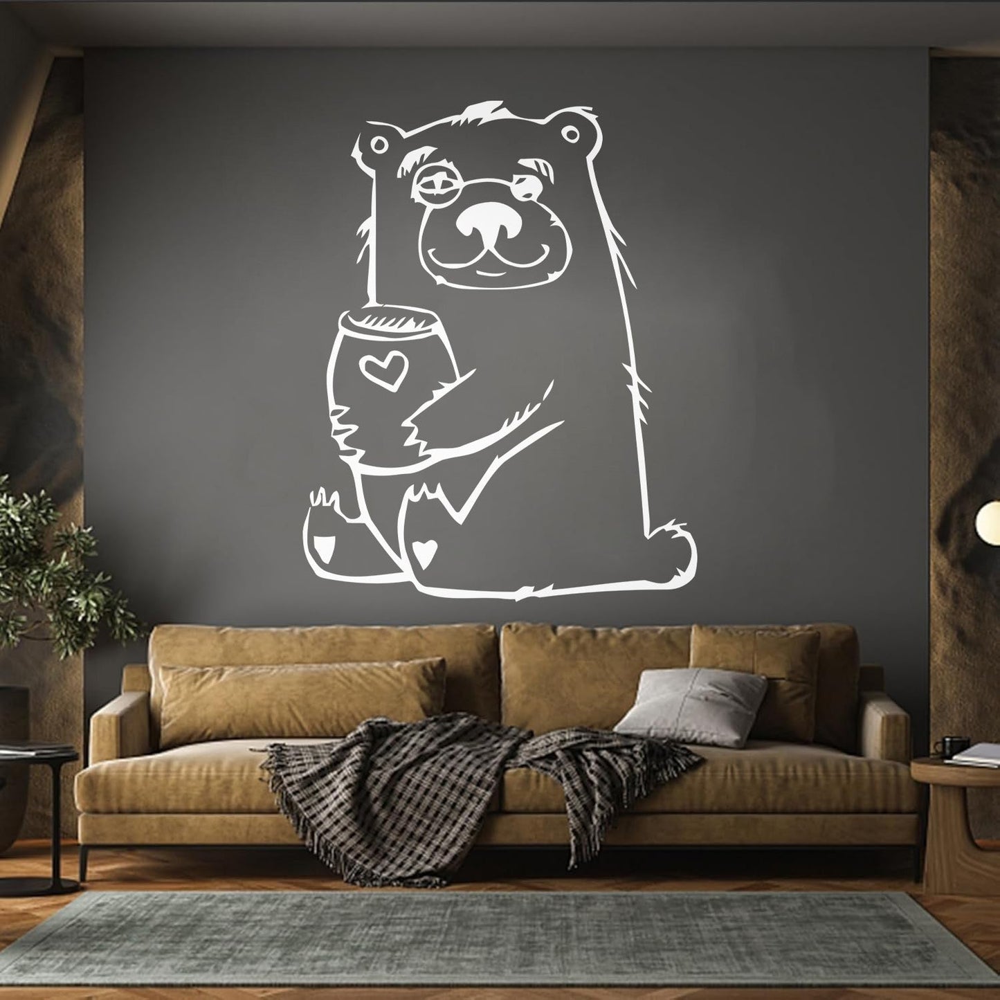 Wall Stickers Funny Bear With Honey Forest Animal Self Adhesive