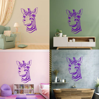 Wall Decals Paster Paper Zebra Head Animal Africa Cool Smile It Won'T Fall Off