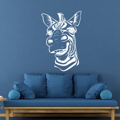 Wall Decals Paster Paper Zebra Head Animal Africa Cool Smile It Won'T Fall Off