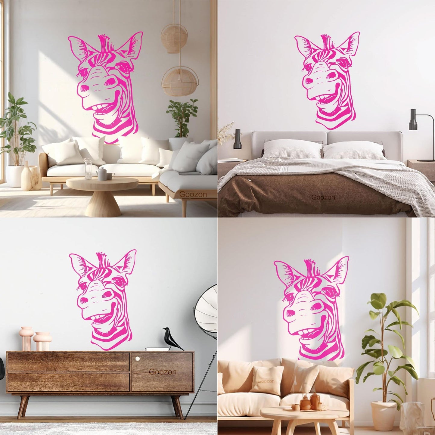 Wall Decals Paster Paper Zebra Head Animal Africa Cool Smile It Won'T Fall Off