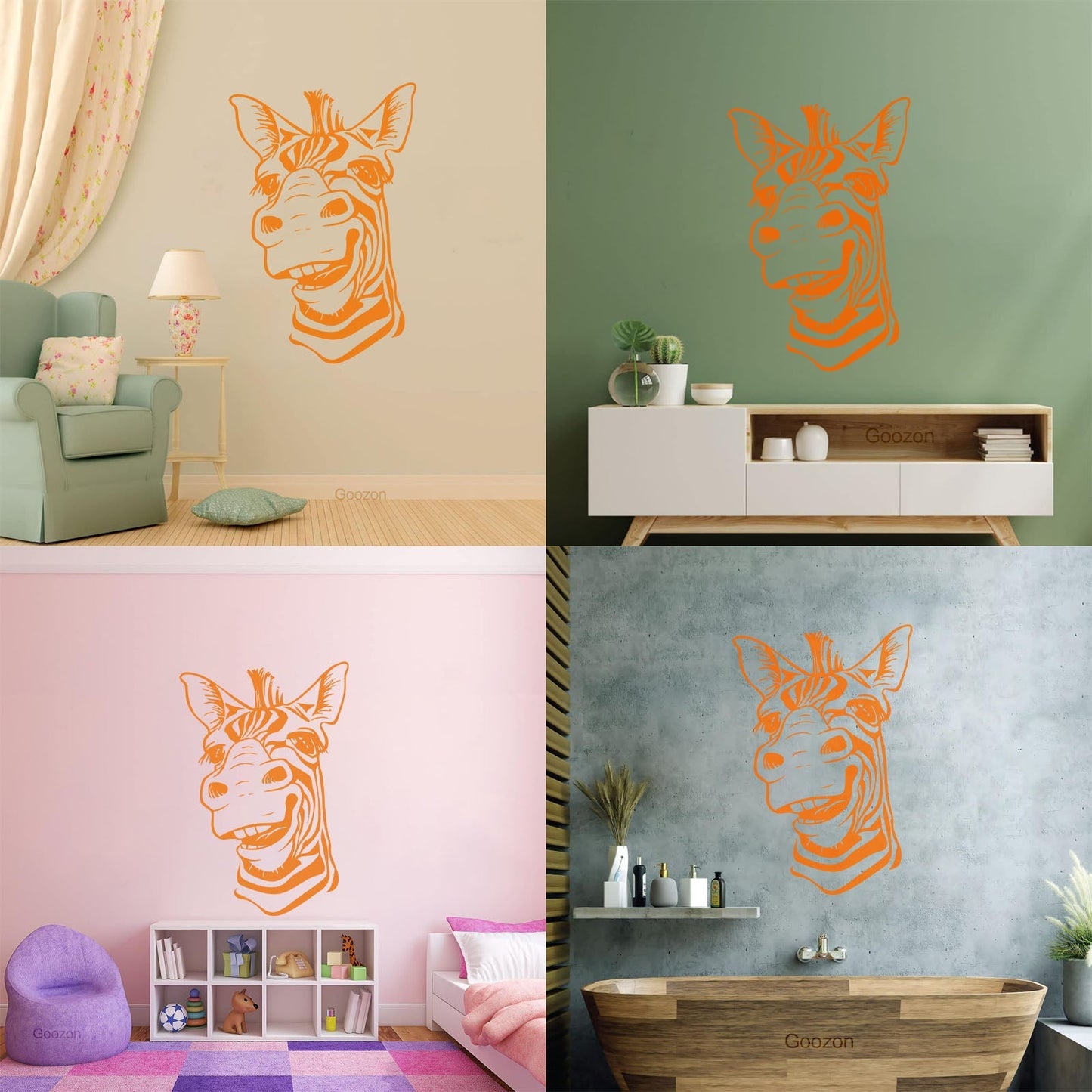 Wall Decals Paster Paper Zebra Head Animal Africa Cool Smile It Won'T Fall Off