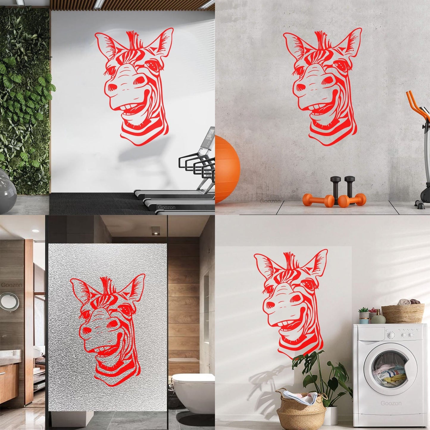 Wall Decals Paster Paper Zebra Head Animal Africa Cool Smile It Won'T Fall Off