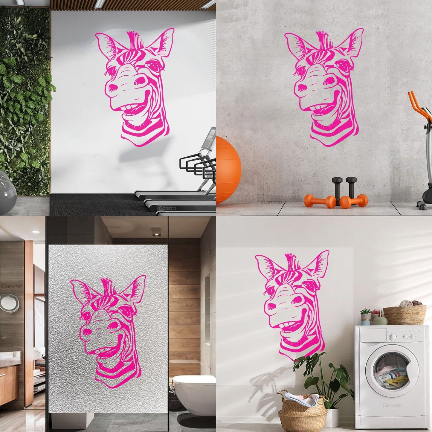 Wall Decals Paster Paper Zebra Head Animal Africa Cool Smile It Won'T Fall Off