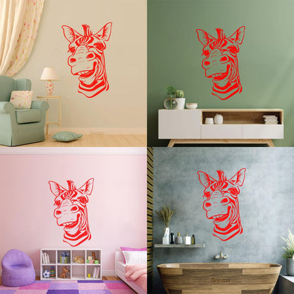 Wall Decals Paster Paper Zebra Head Animal Africa Cool Smile It Won'T Fall Off