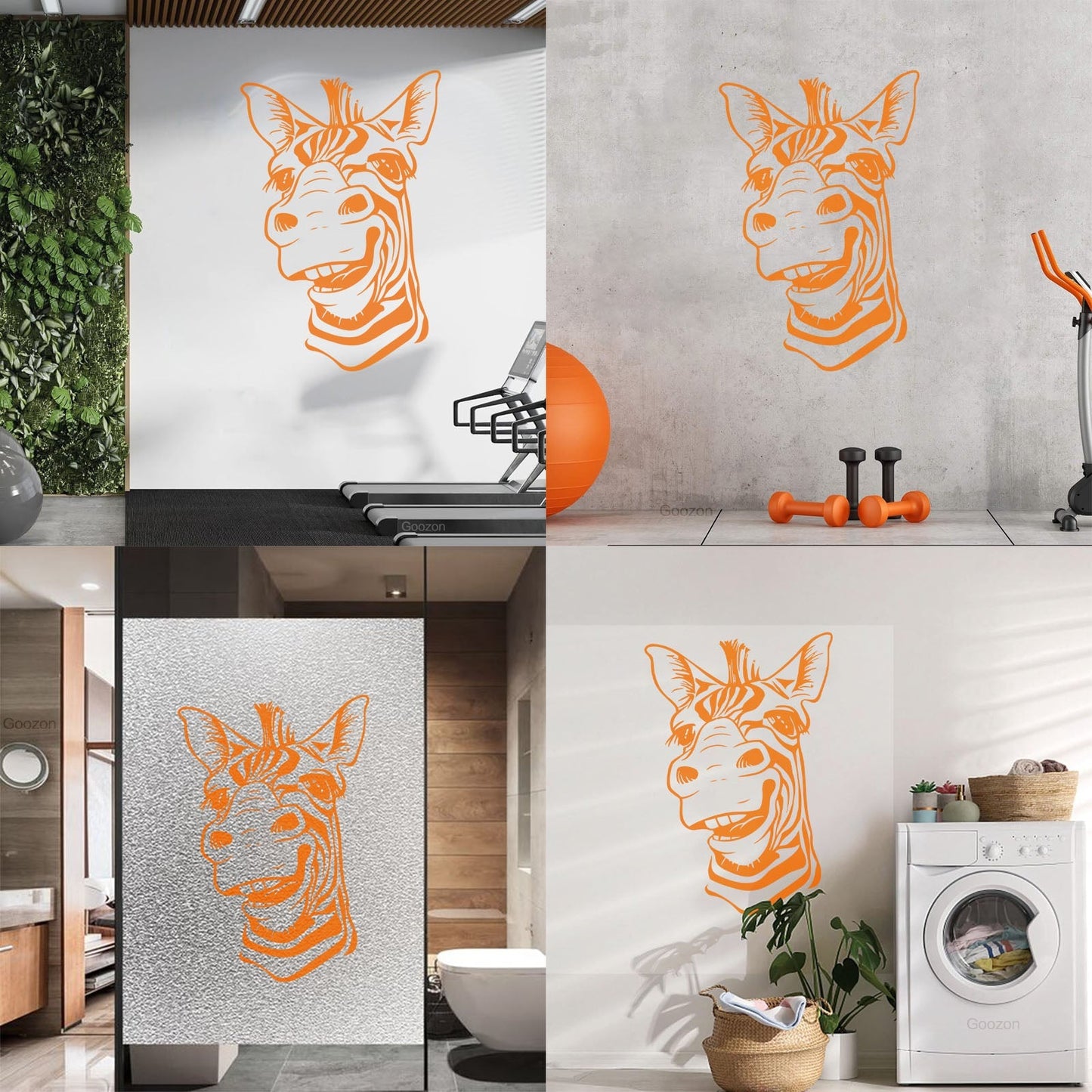 Wall Decals Paster Paper Zebra Head Animal Africa Cool Smile It Won'T Fall Off