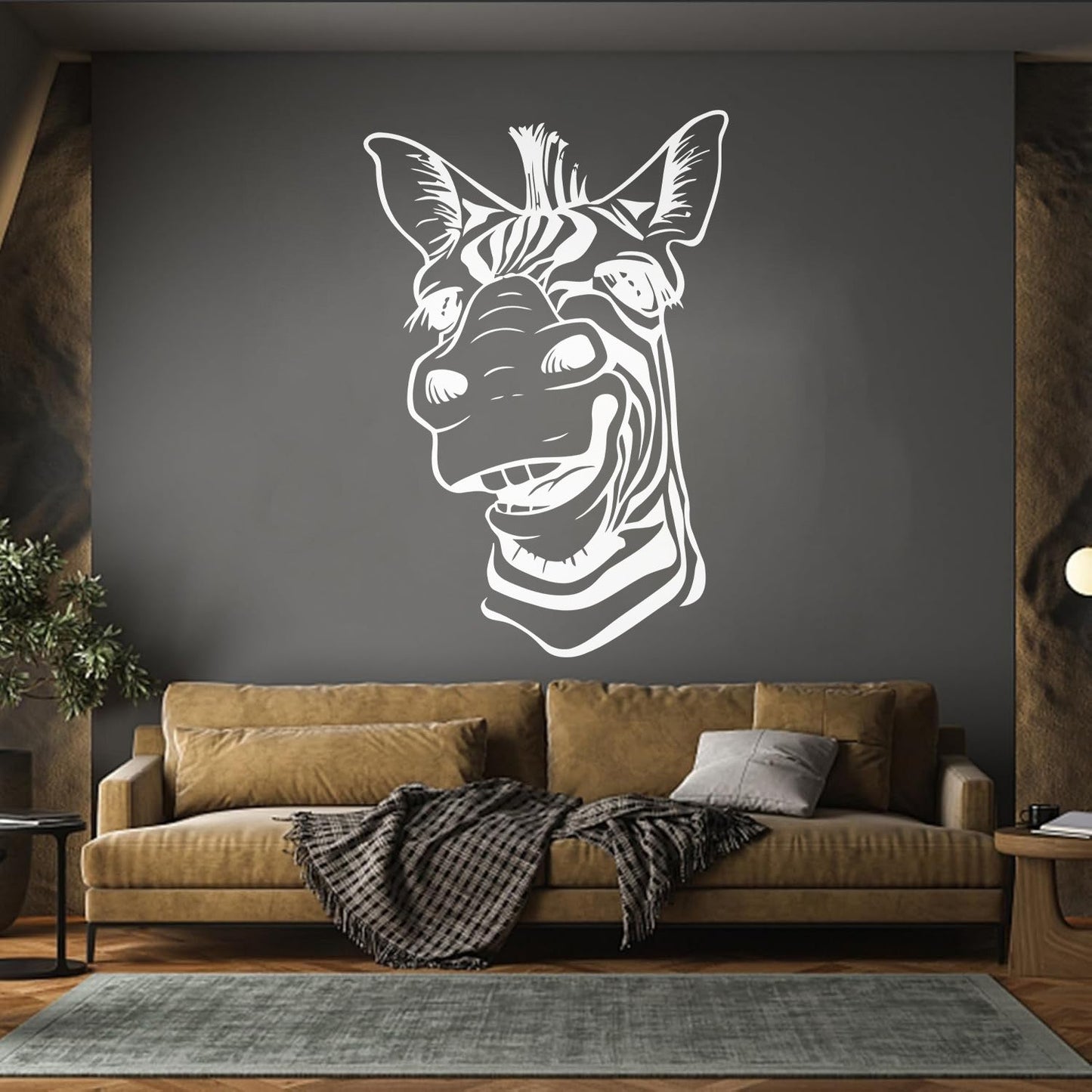 Wall Decals Paster Paper Zebra Head Animal Africa Cool Smile It Won'T Fall Off