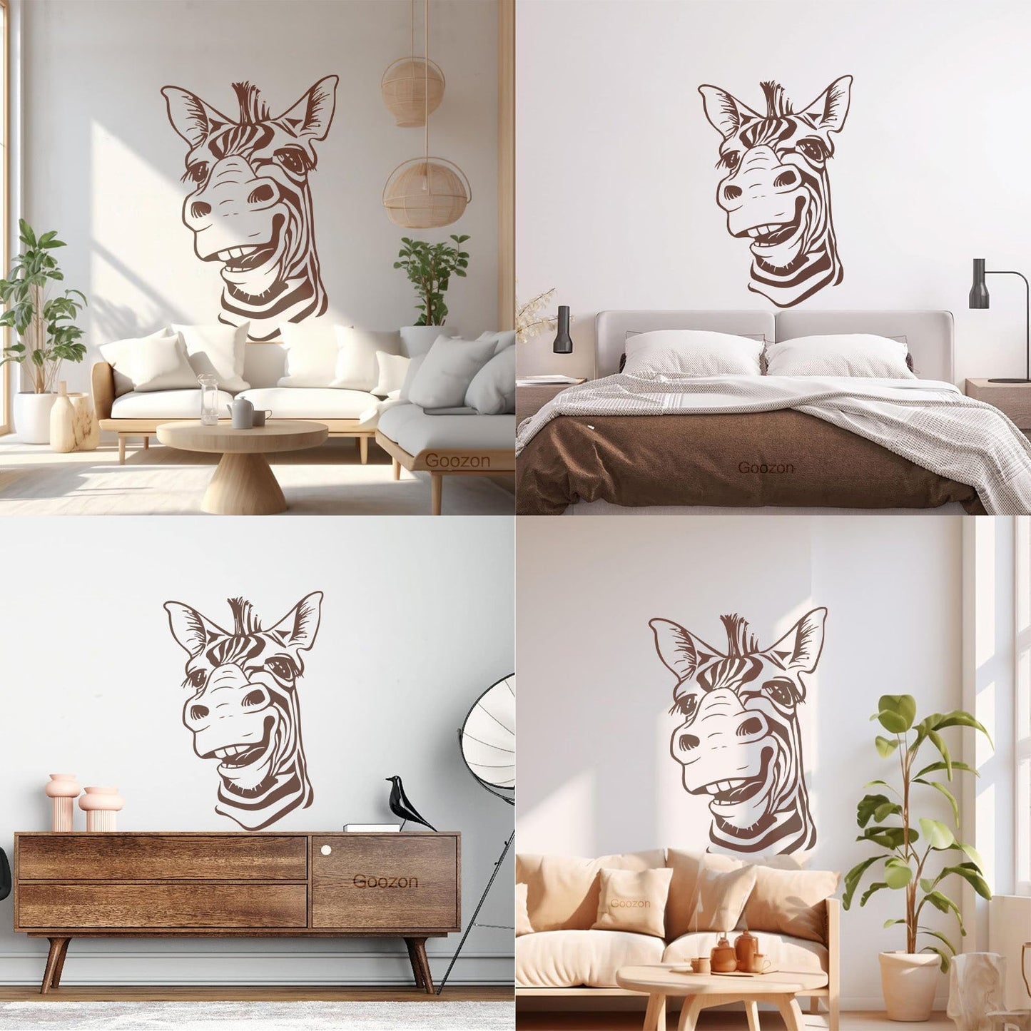 Wall Decals Paster Paper Zebra Head Animal Africa Cool Smile It Won'T Fall Off