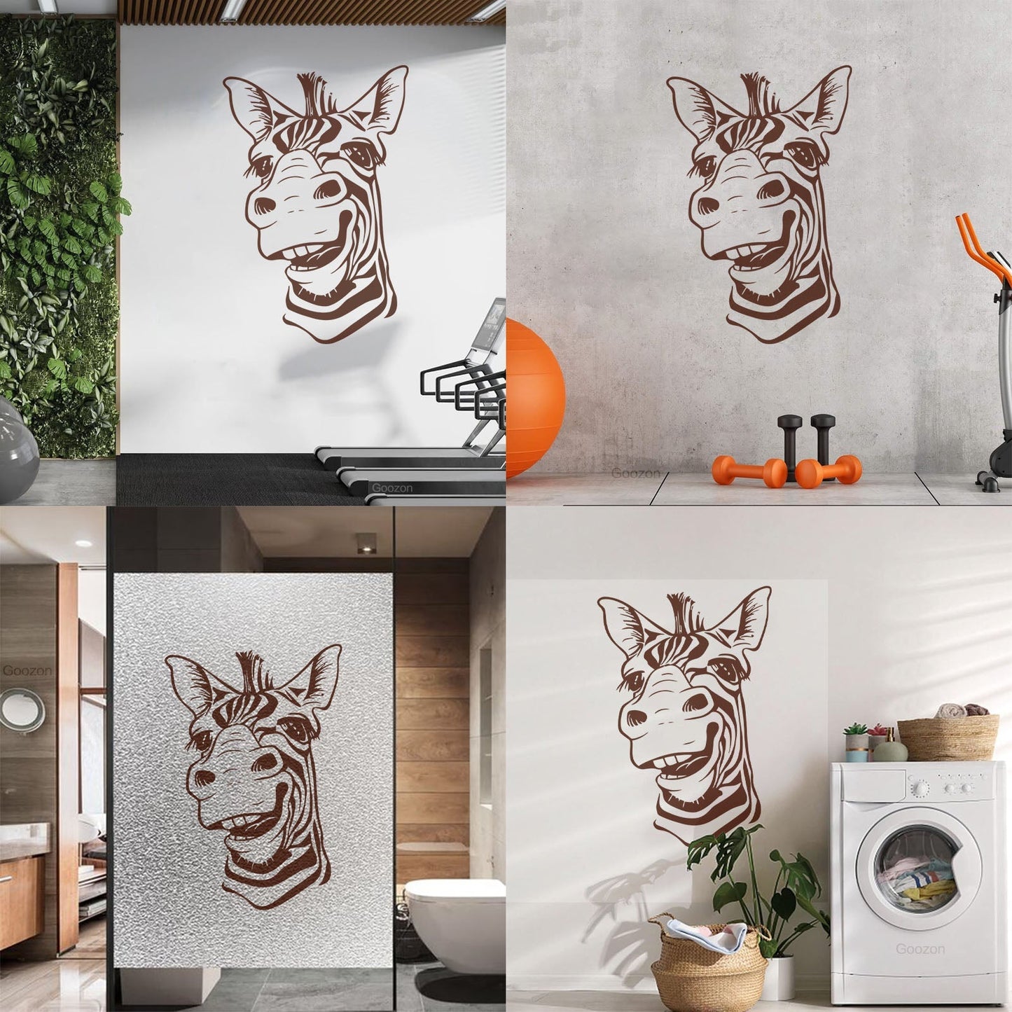 Wall Decals Paster Paper Zebra Head Animal Africa Cool Smile It Won'T Fall Off