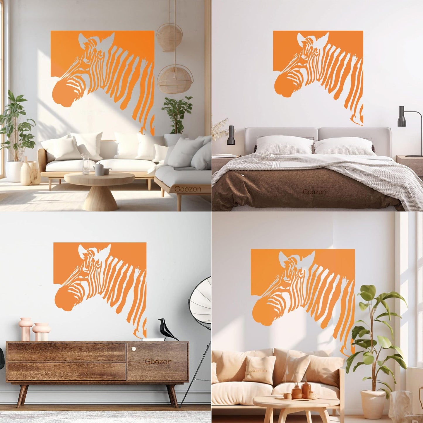 Mural And Wall Vinyl Decal Zebra Animal Modern Style Removable Without Leaving Glue