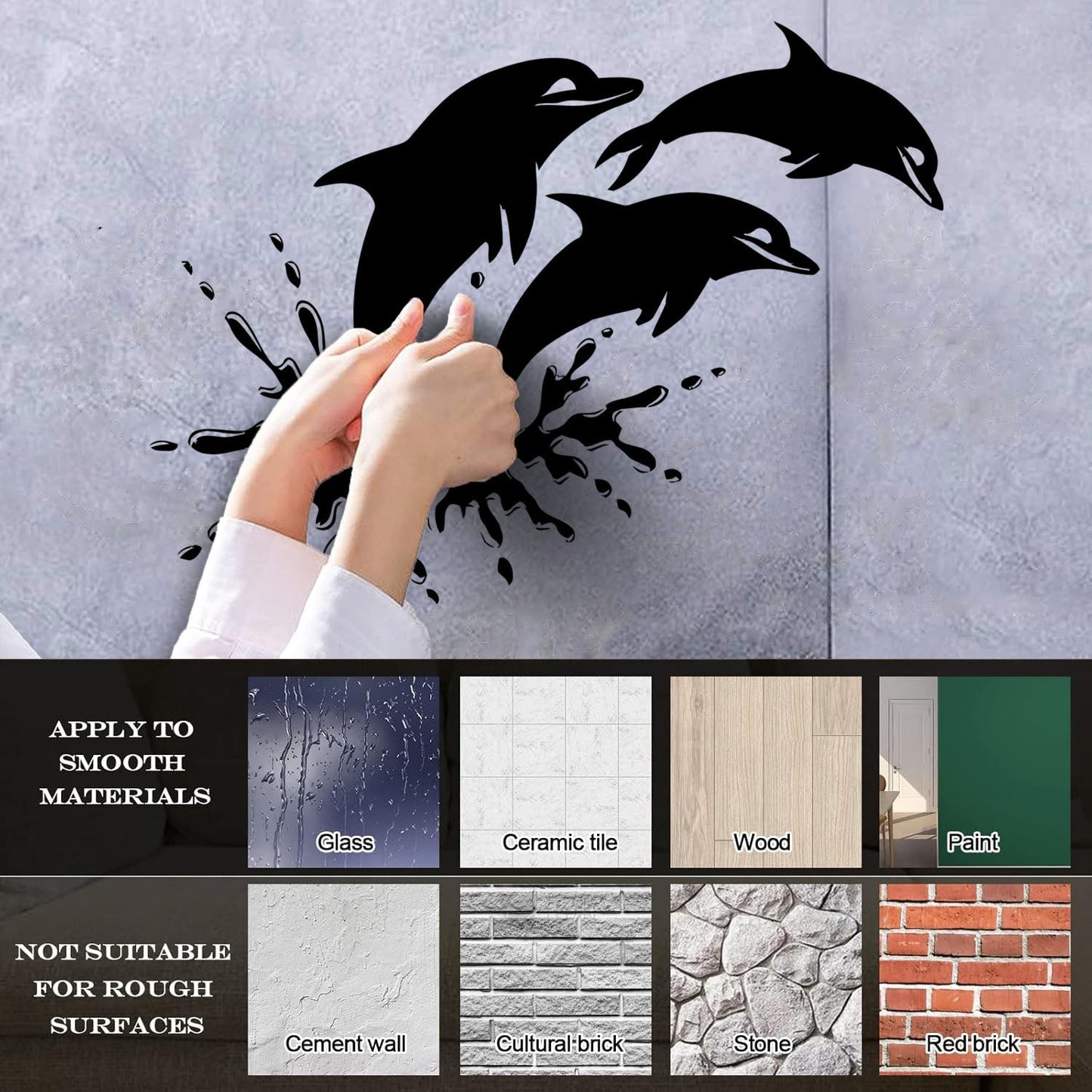 Wall Stickers Paster Paper Window Graphics And Dolphins Marine Animals Ocean Waterproof