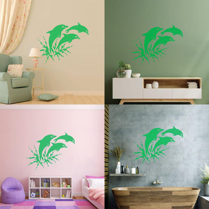 Wall Stickers Paster Paper Window Graphics And Dolphins Marine Animals Ocean Waterproof