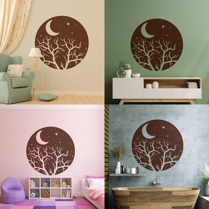 Vinyl Art Sticker Bedroom Good Night Stars Tree Branch Window Decals