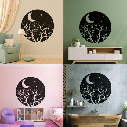 Vinyl Art Sticker Bedroom Good Night Stars Tree Branch Window Decals