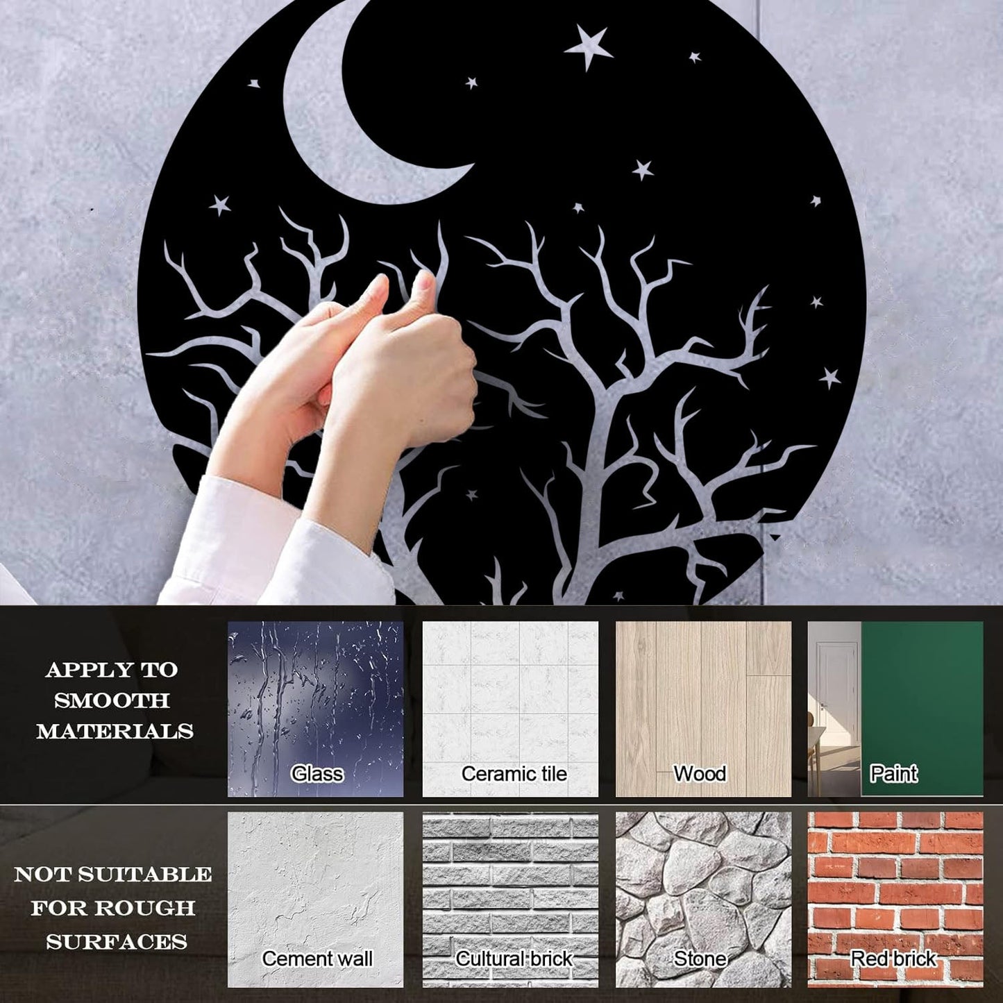 Vinyl Art Sticker Bedroom Good Night Stars Tree Branch Window Decals