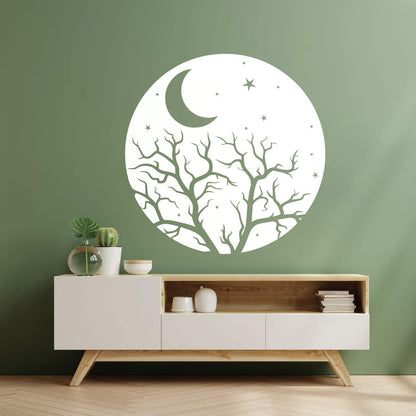 Vinyl Art Sticker Bedroom Good Night Stars Tree Branch Window Decals