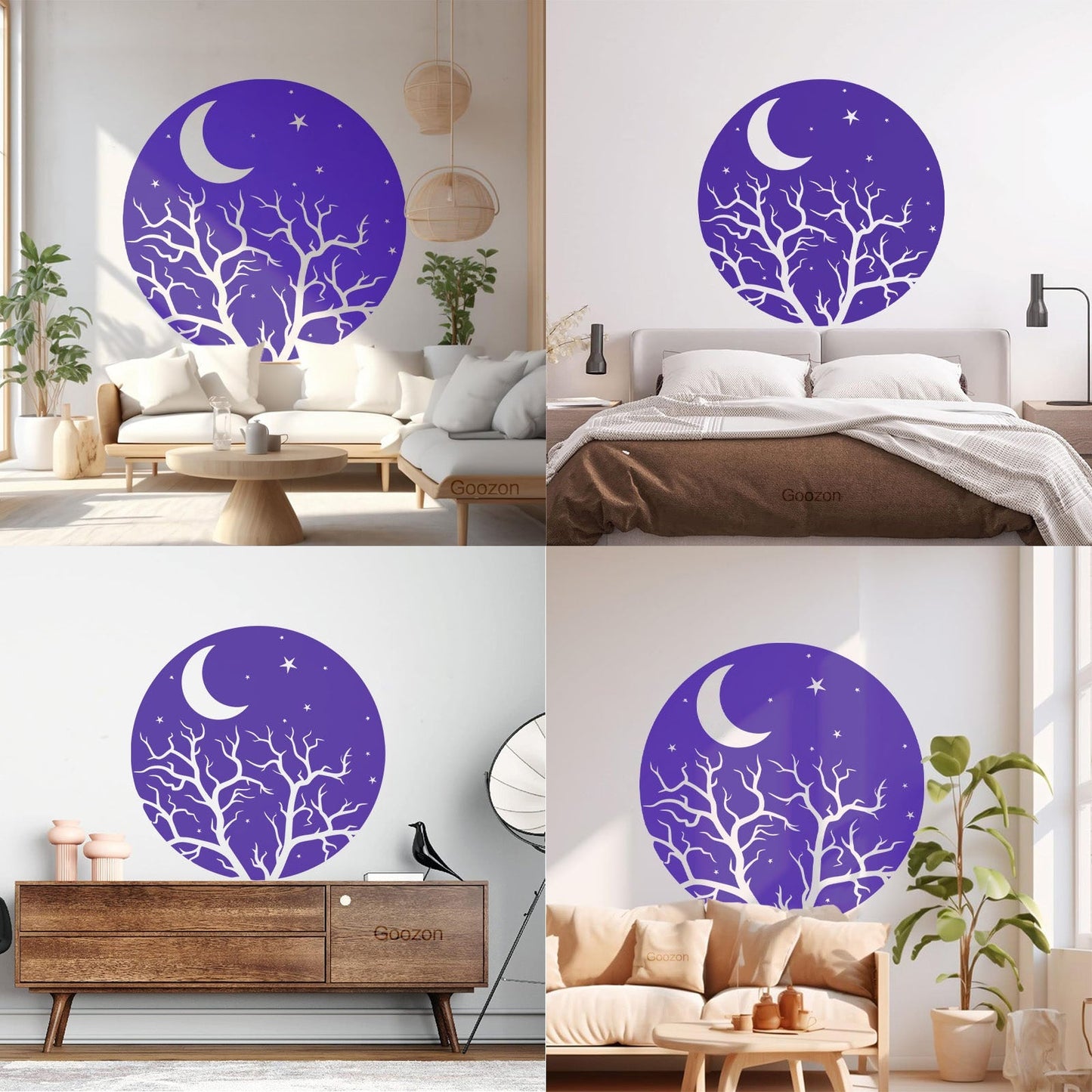 Vinyl Art Sticker Bedroom Good Night Stars Tree Branch Window Decals