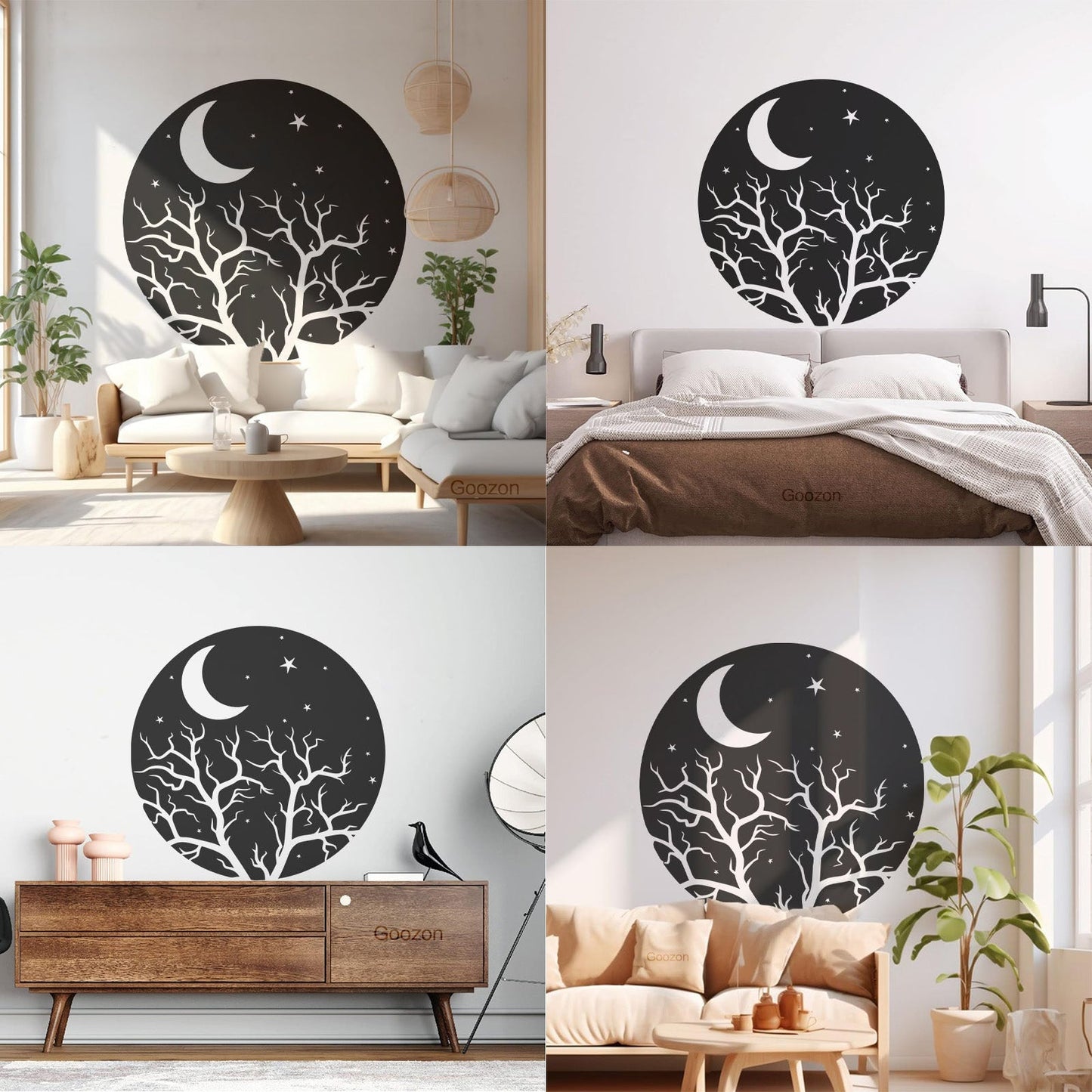 Vinyl Art Sticker Bedroom Good Night Stars Tree Branch Window Decals