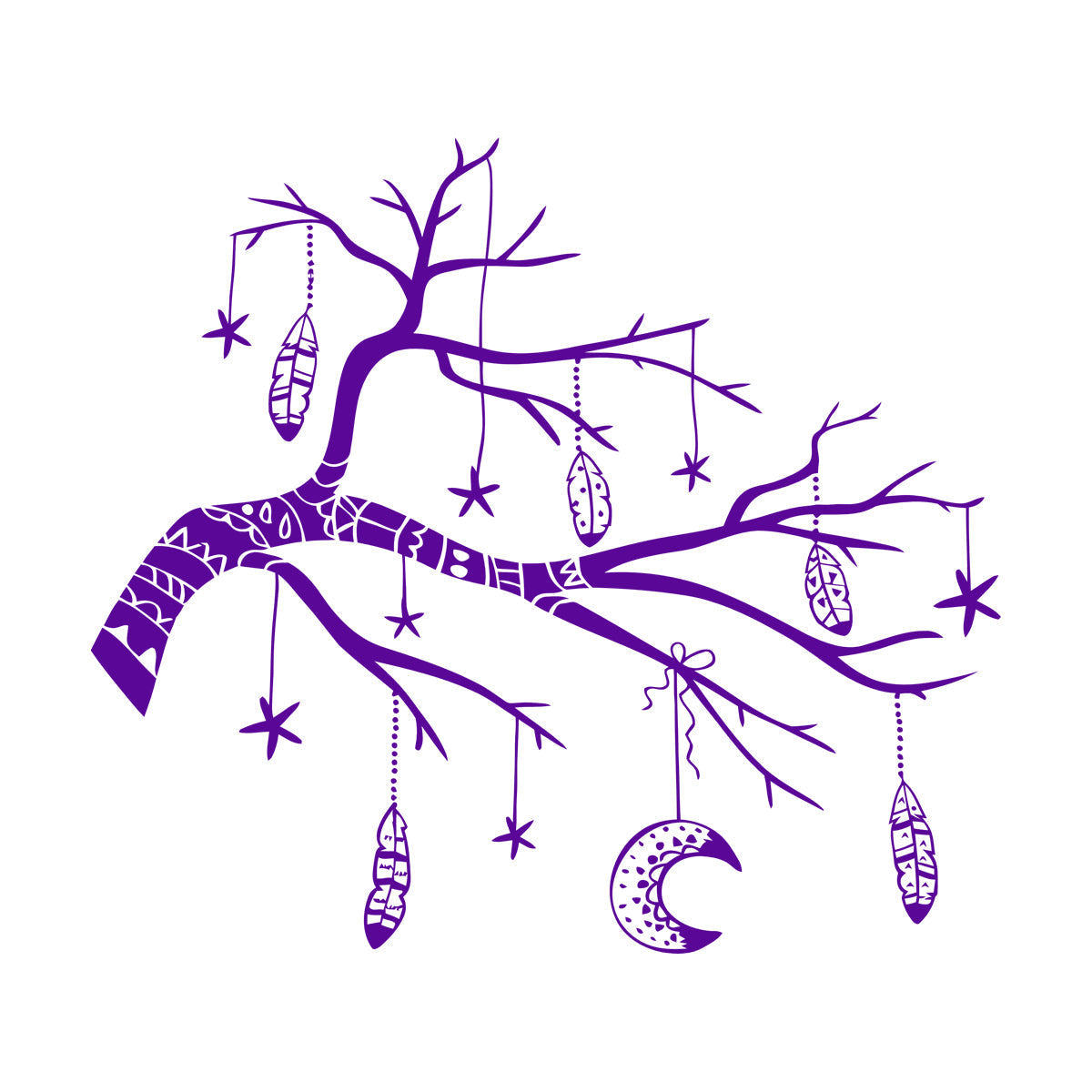 Stickers muraux en vinyle Branches Plumes Culture du tatouage