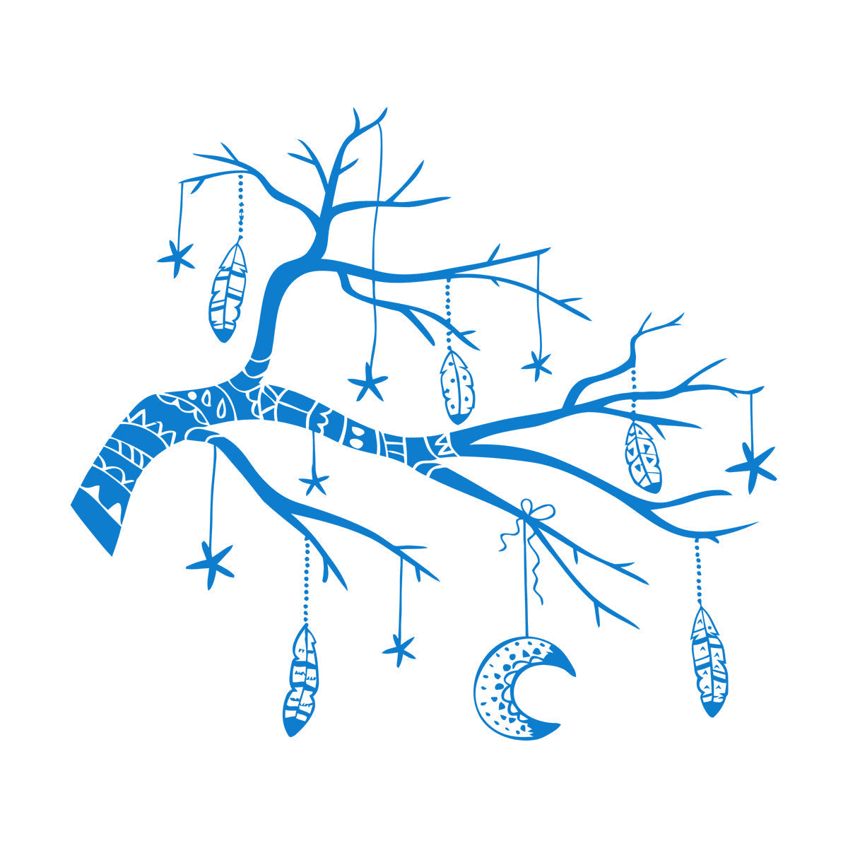 Stickers muraux en vinyle Branches Plumes Culture du tatouage