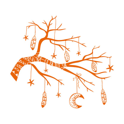 Stickers muraux en vinyle Branches Plumes Culture du tatouage