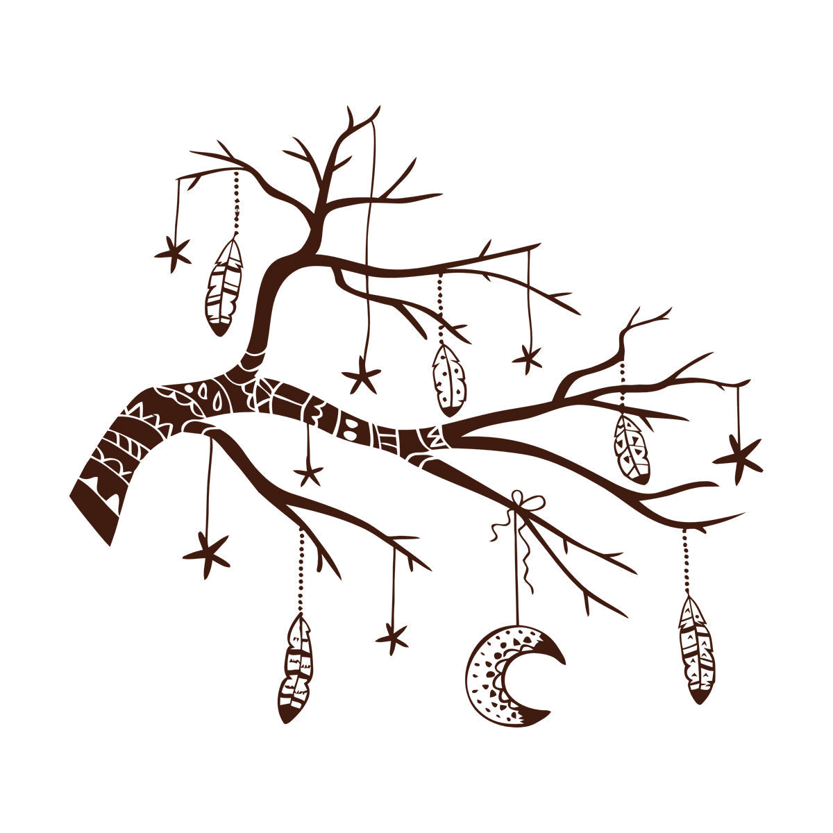 Stickers muraux en vinyle Branches Plumes Culture du tatouage