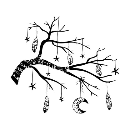 Stickers muraux en vinyle Branches Plumes Culture du tatouage