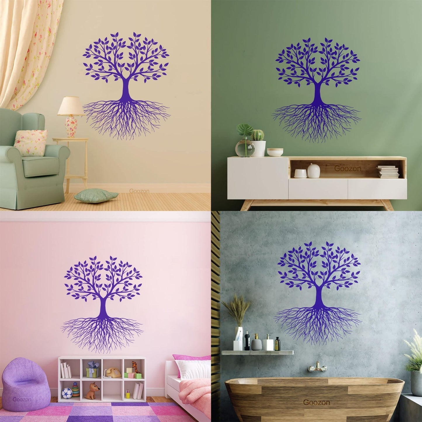 Vinyl Wall Decals Branch Tree Life Spring Roots Leaves Self Adhesive