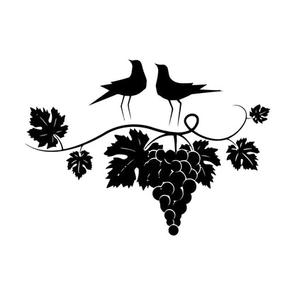Couple Birds Branch Vine Grape Wine Shop Vinyl Wall Decals Store Decoration