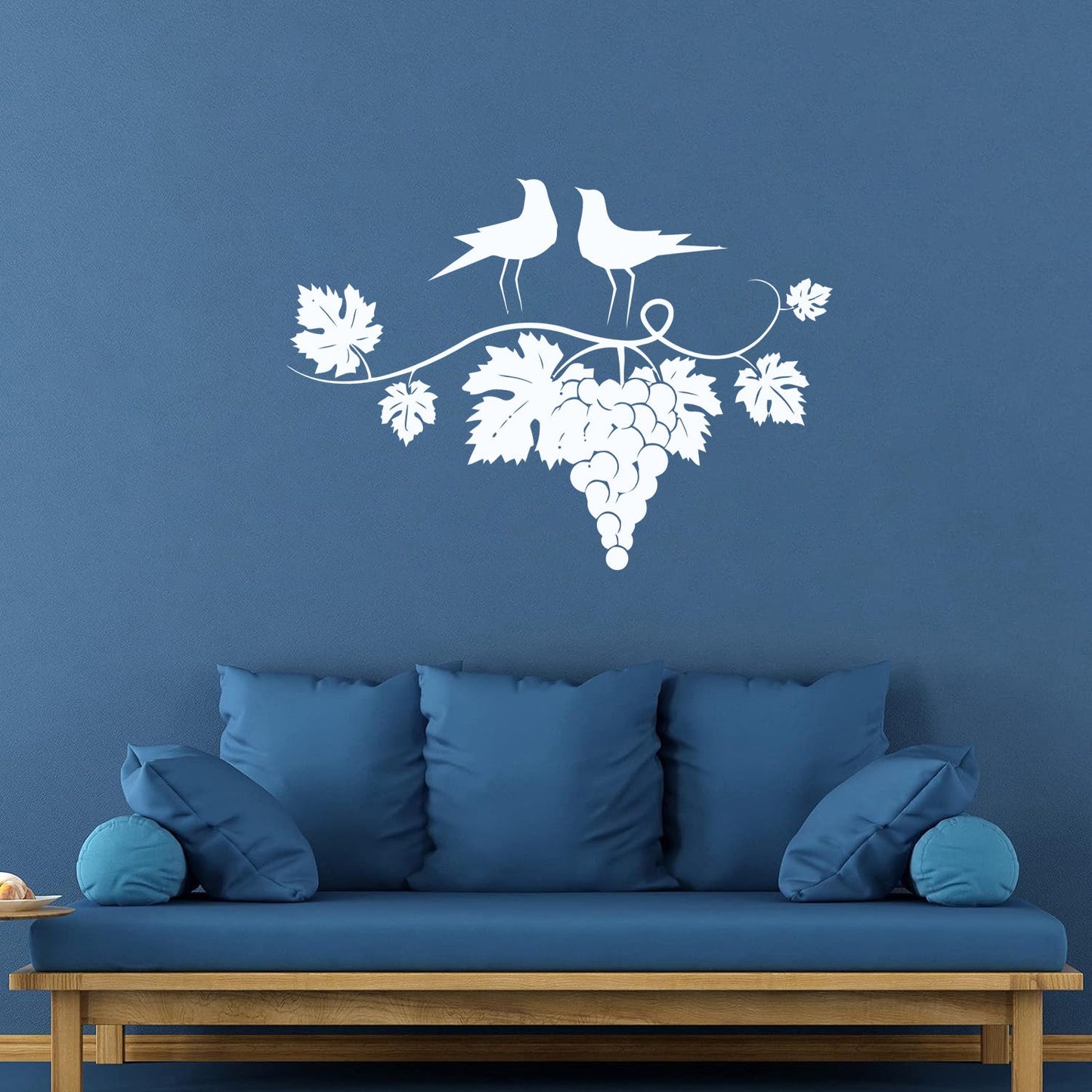 Couple Birds Branch Vine Grape Wine Shop Vinyl Wall Decals Store Decoration