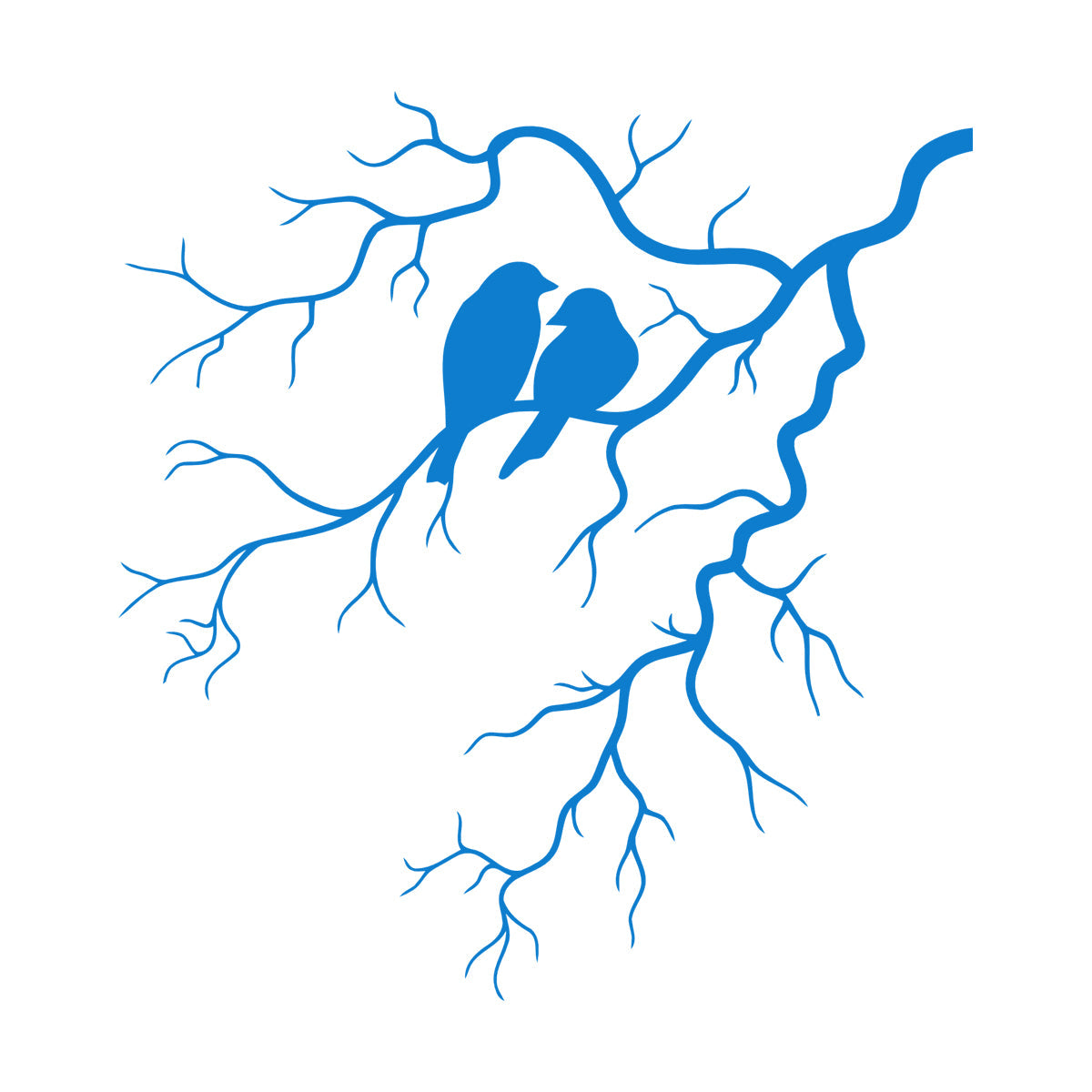 Engraving Decals Couple Birds Tree Branch Romance Tattoo Culture