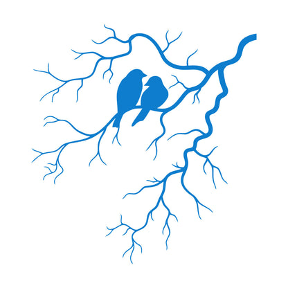 Engraving Decals Couple Birds Tree Branch Romance Tattoo Culture