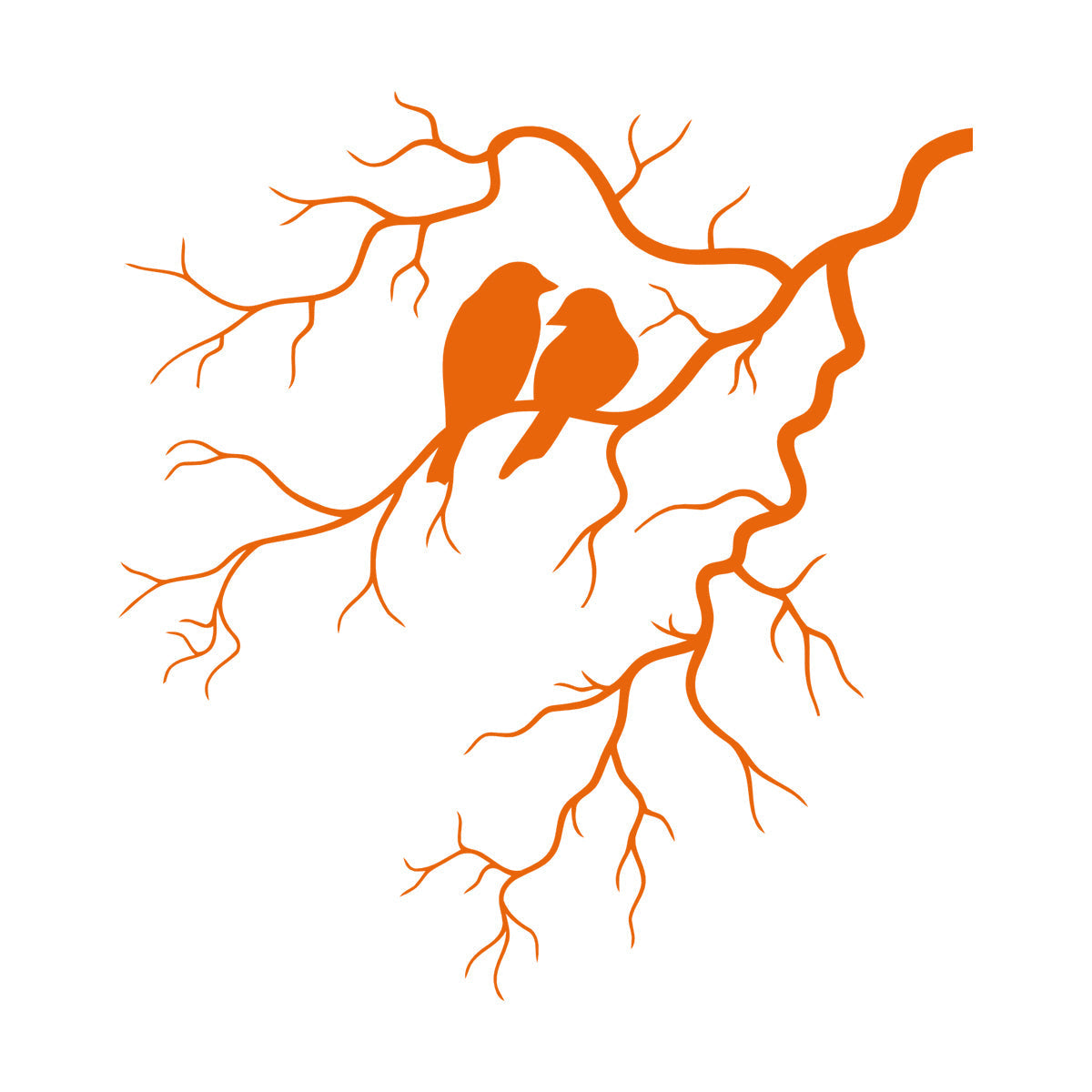 Engraving Decals Couple Birds Tree Branch Romance Tattoo Culture