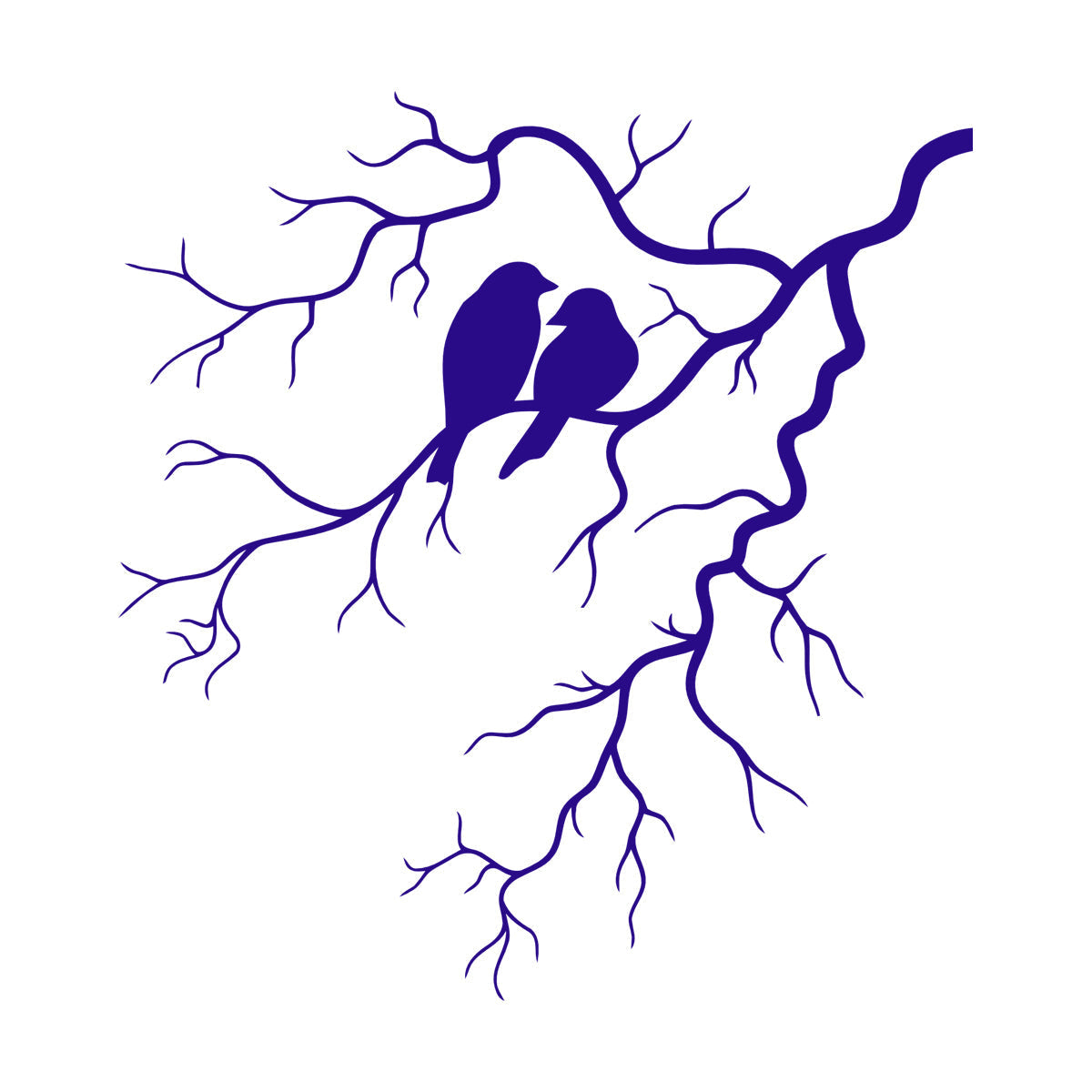 Engraving Decals Couple Birds Tree Branch Romance Tattoo Culture