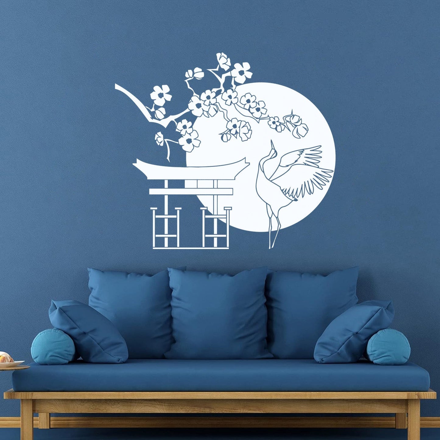 Wall Decals Japanese Bird Stork Tree Sakura Branch Oriental Personalized Customization