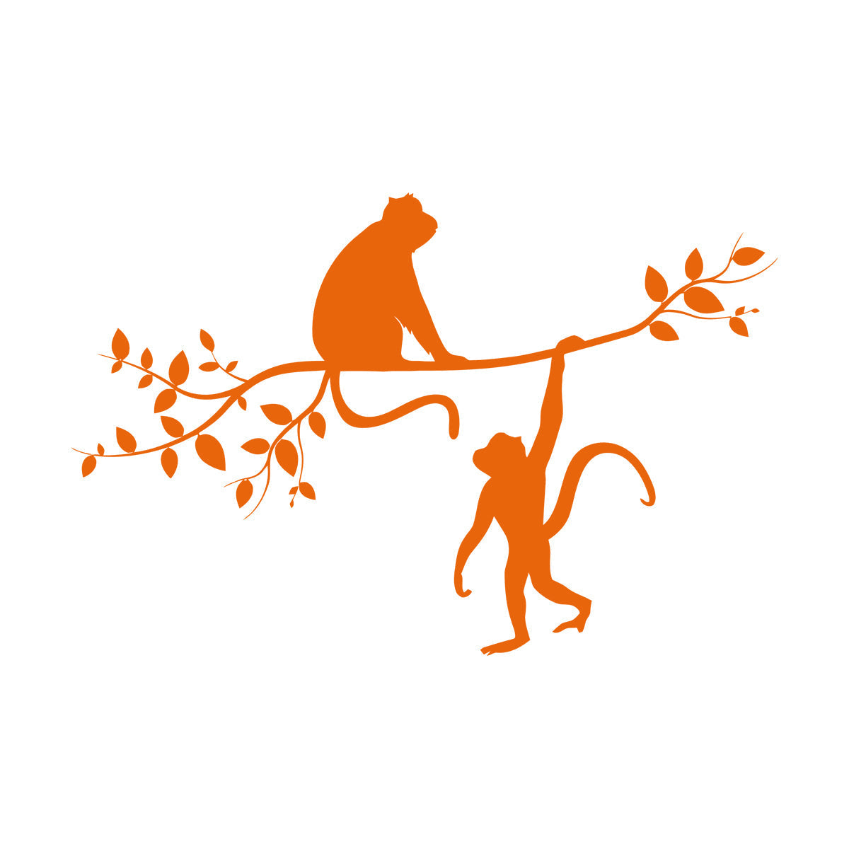 Vinyl Art Sticker Monkey Silhouette Hanging On Trees Branch Removable Without Leaving Glue