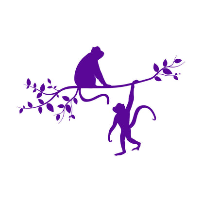 Vinyl Art Sticker Monkey Silhouette Hanging On Trees Branch Removable Without Leaving Glue